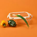 Kilitli Cam Saklama Kabı - Gri / Bej - 1520 ml