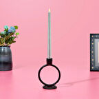 Circle Şamdan - Siyah - 11,5x7,5x15 cm