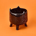 Ayaklı Seramik Saksı - Siyah - 14x14x15,5 cm
