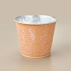 Çinko Çiçek Desenli Saksı - Asorti - 13x11 cm