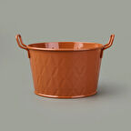 Mia Prizma Terracota Kulplu Galvaniz Saksı - Kiremit - 11x18x18 cm