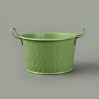 Mia Prizma Terracota Kulplu Galvaniz Saksı - Yeşil - 18 cm