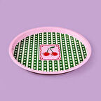 Cherry Desenli Yuvarlak Tepsi - Renkli - 35x35 cm