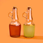 Mantar Kapaklı 2'li Yağlık Seti - Şeffaf / Açık Kahverengi - 250 ml