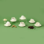 Porselen 12 Parça Kahve Fincan Seti - Beyaz