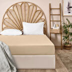 Soft Penye Çift Kişilik Lastikli Çarşaf - Bej - 160x200 cm