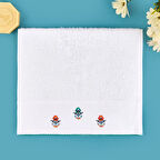 Soft Urban Delight Nakışlı El Havlusu - Ekru - 30x50 cm