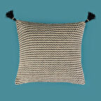 Soft Shiny Kırlent - Bej / Siyah - 45x45 cm