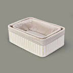 Living 2'li Çok Amaçlı Dekoratif Sepet - Beyaz