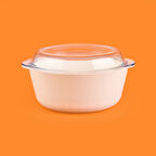 Borcam Kapaklı Tencere - Beyaz / Şeffaf - 25x22 cm