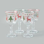 Winter Ornament 4'lü Ayaklı Bardak - Renkli - 120 ml
