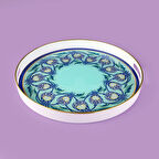 Kitchen Lale Camlı Yuvarlak Tepsi - Renkli - 35 cm