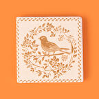 Kitchen Kuşlu Taş Bardak Altlığı - Renkli - 10x10 cm