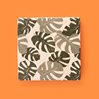 Kitchen Yapraklı Taş Bardak Altlığı - Renkli - 10x10 cm