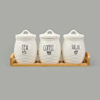 Kitchen 3'lü Seramik Baharatlık Seti - Beyaz