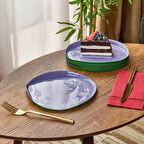 Kitchen İstanbul Dik Kenarlı 4'lü Pasta Seti - Mor / Yeşil - 21 cm