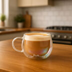 Çift Cidarlı Lüsterli Kupa - Şeffaf - 280 ml