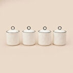 4'lü Porselen Baharatlık - Beyaz