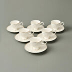 Kitchen 12 Parça Porselen Kahve Fincan Seti - Beyaz / Altın