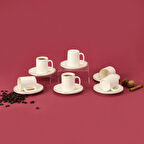 Porselen 12 Parça Altın Yaldızlı Kahve Fincan Seti - Beyaz