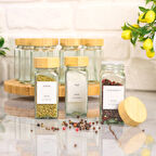 12'li Cam Baharatlık Seti - Şeffaf - 11 cm