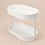 Bath 2 Katlı Oval Organizer - Beyaz - 32,5x19 cm