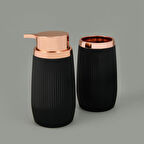 Bath Bella 2'li Sıvı Sabunluk ve Diş Fırçalık Seti - Siyah