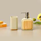 Bath Sau 2'li Banyo Sıvı Sabunluk Seti - Bej / Gri