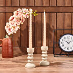 2'li Burgu Şamdan Mumu - Açık Kahverengi - 25 cm