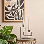 Dekoratif 2 li Dikey Şamdan - Siyah - 25x20 cm