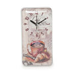 Kahve Fincanlı Dikdörtgen Saat - Renkli - 17x9 cm