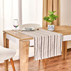 Soft Herringbone Runner - Ekru / Lacivert - 50x130 cm