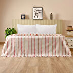 Soft Elvia Pamuklu Çift Kişilik Battaniye - Krem - 200x220 cm