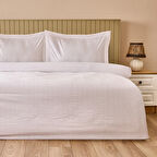 Soft Dobby Weave Çift Kişilik Nevresim Takımı - Beyaz