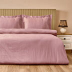 Soft Dobby Weave Çift Kişilik Nevresim Takımı - Gülkurusu