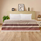 Soft Marun Tek Kişilik Yatak Örtüsü - Ekru / Kırmızı - 160x230 cm