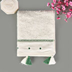 Soft Piene El Havlusu - Ekru / Yeşil - 30x50 cm