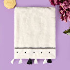 Soft Piene Yüz Havlusu - Ekru / Siyah - 50x90 cm