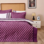 Store Fiona Çift Kişilik 7 Parça Yatak Örtüsü Seti - Mürdüm