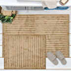 Soft Nuvo Banyo Paspası - Bej - 60x100 cm + 50x60 cm