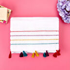 Soft Püsküllü Ayak Havlusu - Beyaz / Renkli - 50x70 cm