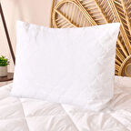 Soft Dalga Kapitoneli Yastık Alezi - Beyaz - 50x70 cm