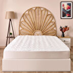 Soft Fitted Kapitoneli Tek Kişilik Uyku Pedi - Beyaz - 100x200 cm