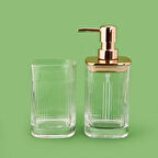 Bath 2'li Banyo Sıvı Sabunluk Seti - Altın / Şeffaf