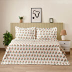 Soft Buttercup Jakarlı Çift Kişilik Yatak Örtüsü Seti - Turuncu