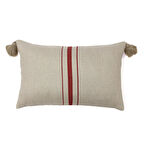 Soft Vev Kırlent - Bej / Kırmızı - 35x55 cm