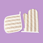 Soft Nemo Fırın Eldiveni ve Tutaç - Bej / Ekru - 17x28 cm + 20x20 cm