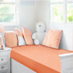 Pamuklu Penye Tek Kişilik Çarşaf - Turuncu - 100x200 cm