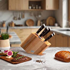 Premiere 6 Parça Blok Bıçak Seti - Siyah / Bej