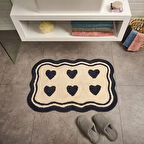 Soft Tufting Herz Banyo Paspası - Ekru - 60x90 cm